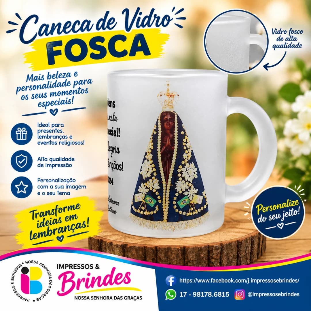 CANECA DE VIDRO FOSCA